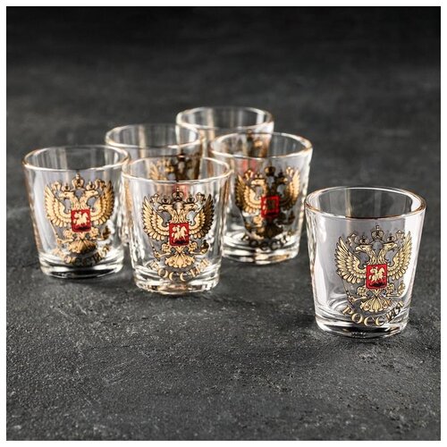 фото Набор стопок 50 мл "герб россии", 6 шт 5300096 ас-декор