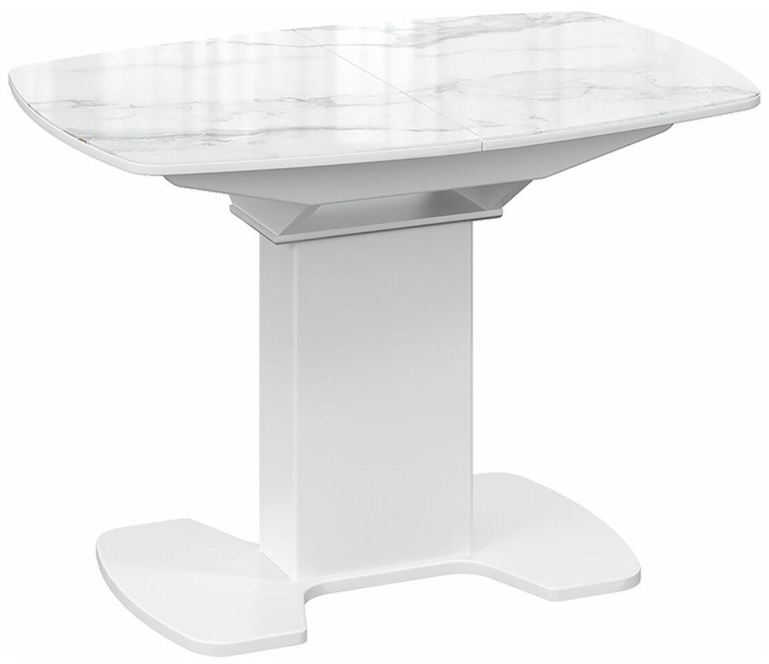Кухонный стол ТриЯ Портофино Белый / Белый мрамор Средний