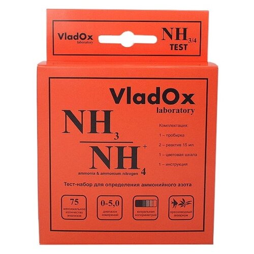 VladOx тест NH3/NH4 тесты для аквариумной воды, набор vladox тест nh3 nh4 тесты для аквариумной воды набор