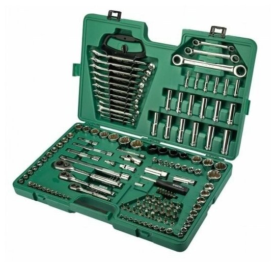 фото Набор инструментов Sata 150пр 1/4",3/8",1/2" 4-32мм 5/32"-7/8" 6/12гран. пластик кейс