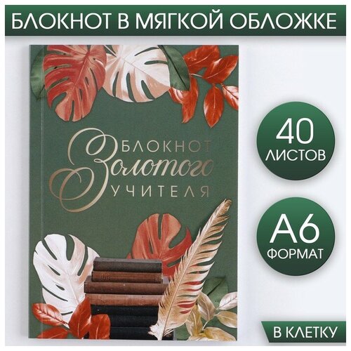 Блокнот «Блокнот Золотого Учителя» А6, 40 листов, мягкая обложка блокнот любимому воспитатель мягкая обложка а6 40 листов