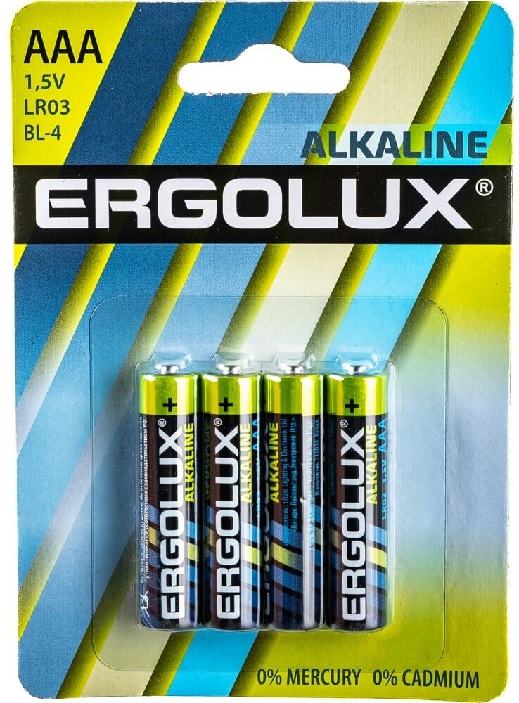AAA Батарейка ERGOLUX Alkaline LR03-BL4, 4 шт. 1250мAч - фото №4