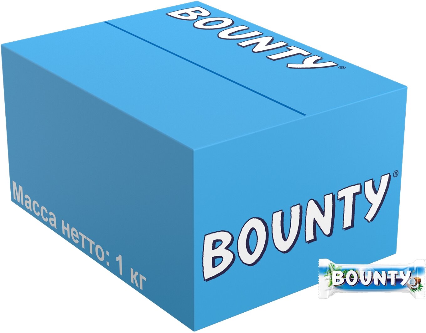 Конфеты Bounty с нежной мякотью кокоса, 1 кг, картонная коробка