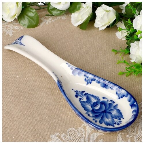 фото Подставка - ложка «цветок», 6х23,5 см, гжель 3377063 сима-ленд