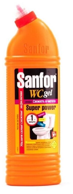 Очиститель унитаза SANFOR WC Super Power 0,75 л - фотография № 8
