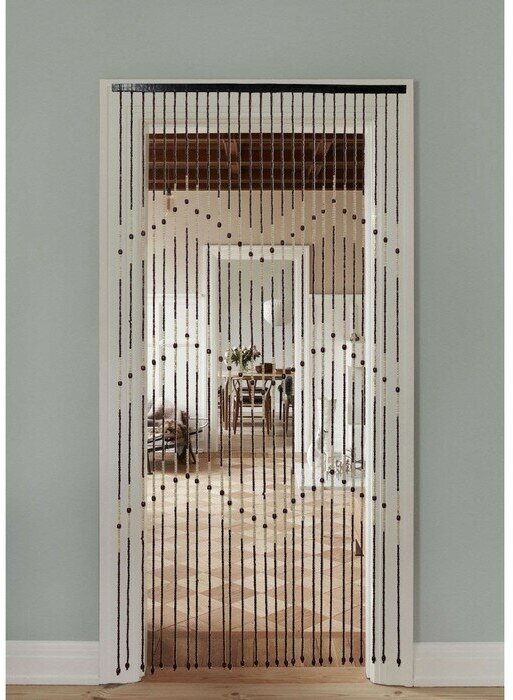 Занавеска декоративная деревянная, 90×175 см, 27 нитей - фотография № 1