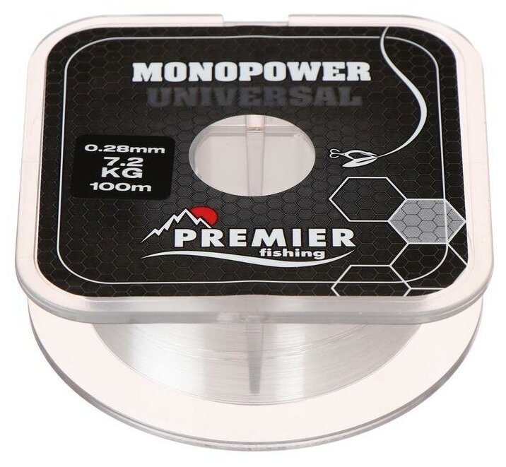 PREMIER fishing Леска Preмier fishing MONOPOWER Universal диаметр 0.28 мм тест 7.2 кг 100 м прозрачная