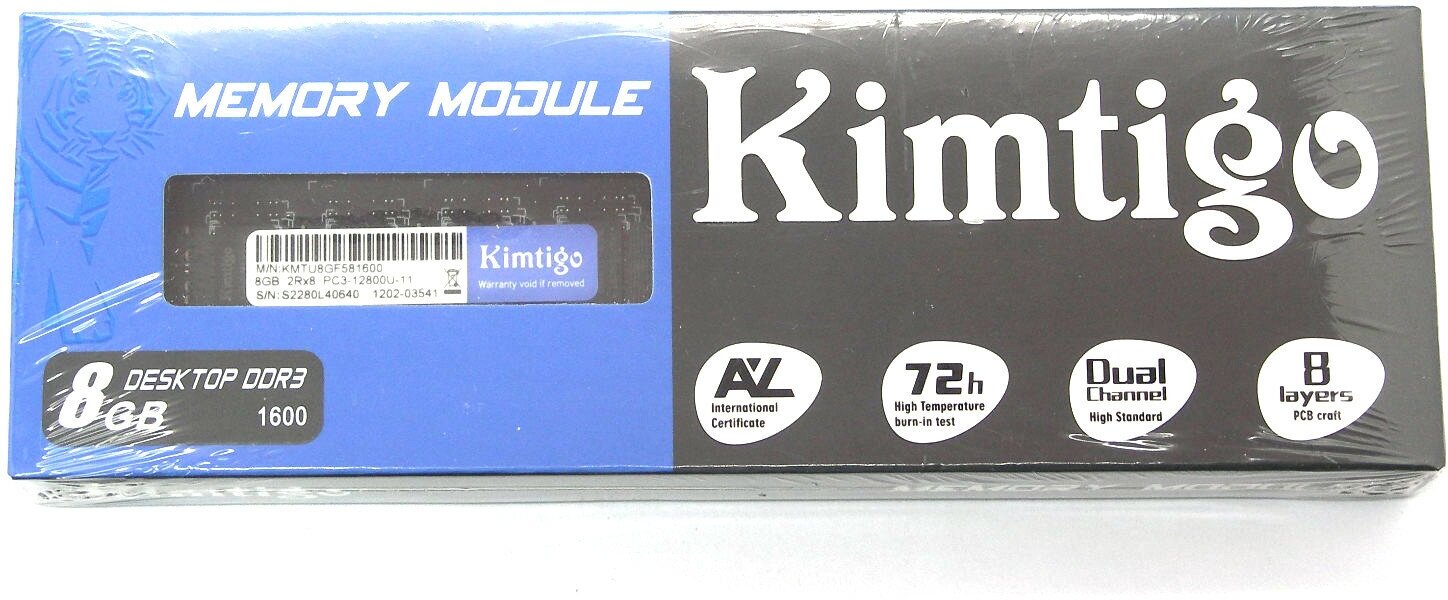 Оперативная память Kimtigo DDR3L - 8Gb, 2666 МГц, DIMM, CL11 (kmtu8gf581600) - фото №10