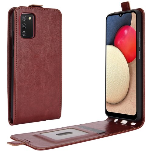 фото Чехол-флип mypads для samsung galaxy a02s sm-a025f (2021) вертикальный откидной коричневый