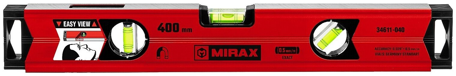 MIRAX 400 мм, с зеркальным глазком, магнитный уровень (34611-040)