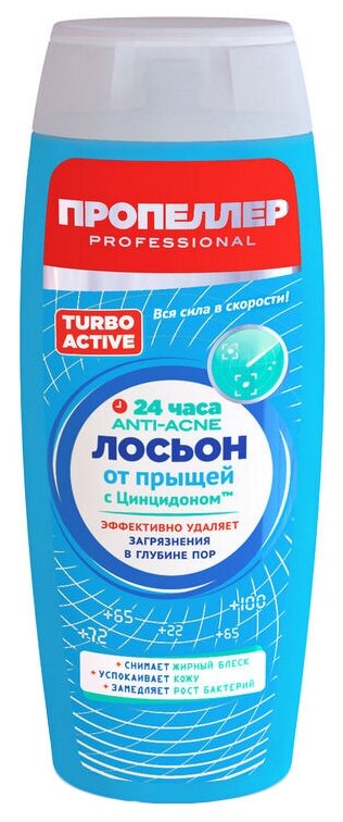 Пропеллер Turbo Active Лосьон от прыщей с цинцидоном, 100 мл