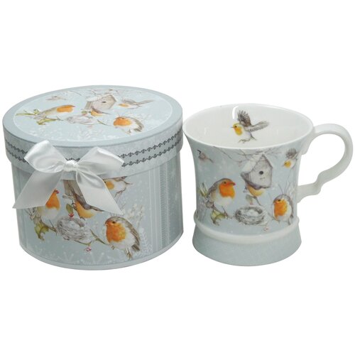 фото Кружка sij снегири модерн, 275 мл, серый