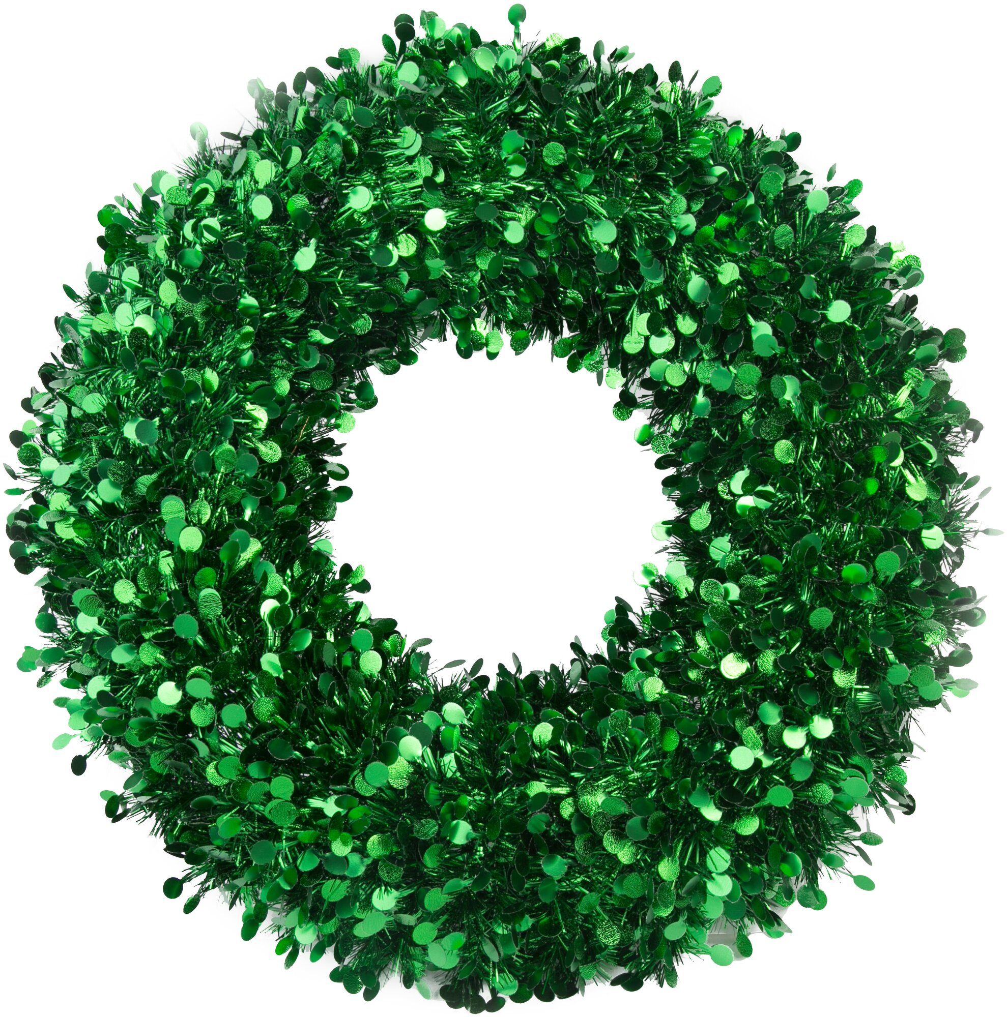 Венок новогодний феникс-презент 78836 Большой с зелёными кругами из полиэтилена / 46 см