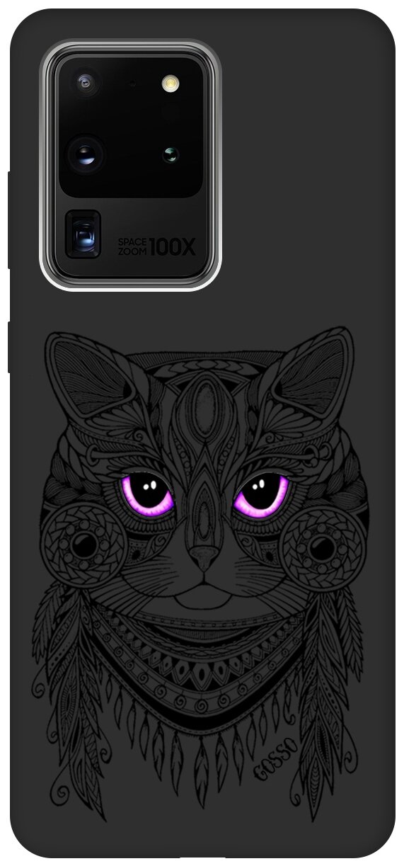 Ультратонкая защитная накладка Soft Touch для Samsung Galaxy S20 Ultra с принтом "Grand Cat" черная