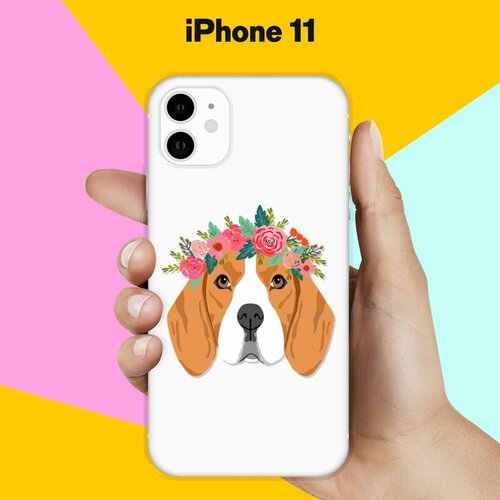 силиконовый чехол swag бигль на apple iphone 11 Силиконовый чехол Бигль с цветами на Apple iPhone 11