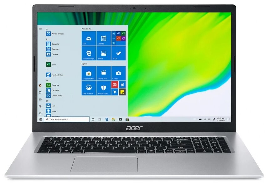 Ноутбук Acer Aspire 5 A517-52-51DR 17.3 FHD IPS/Core i5-1135G7/8GB/256GB/Intel Iris Xe Graphics/Windows 10 Pro 64-bit/NoODD/серебристый (NX.A5BER.003)