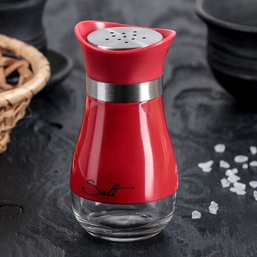 SUI Солонка стеклянная Сияние 55511 см цвет красный надписи микс 485₽