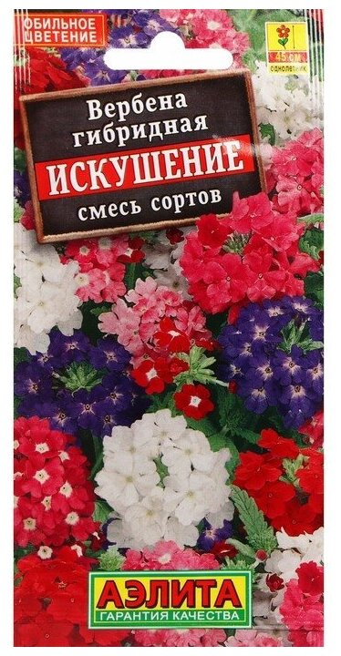 Семена Цветов Вербена "Искушение", смесь сортов, ц/п, 0,1 г