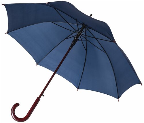 Зонт-трость Unit, полуавтомат, купол 100 см, 8 спиц, деревянная ручка, синий