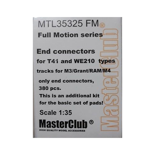 MTL-35325 FM Full Motion end connectors for M3 Lee/Grant/RAM T41 and WE210 types track, only end connectors 380 pcs, this is an additional kit for the set of pads, limited edition mtl 35318 fm full motion end connectors w tube pins for tracks vvss m4 sherman only end connectors 380 pcs this is an additional kit for the set of pads limited edition