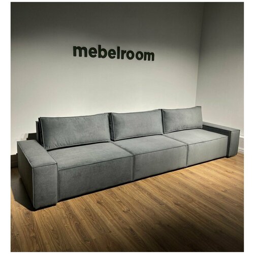 Диван кровать, серый, прямой, еврокнижка, 350х105х80 см, mebelroom