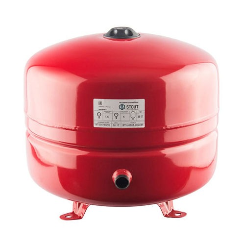 STOUT Расширительный бак на отопление 35 л. (цвет красный) расширительный бак на отопление stout 100 л верхнее подключение красный