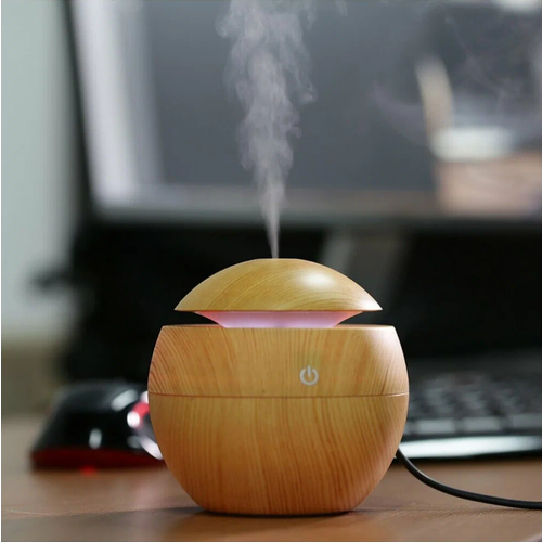 Портативный ультразвуковой увлажнитель воздуха ULTRASONIC AROMA HUMIDIFIER с подсветкой/ Для квартиры / Мини диффузор / Очиститель воздуха/Светлый дуб