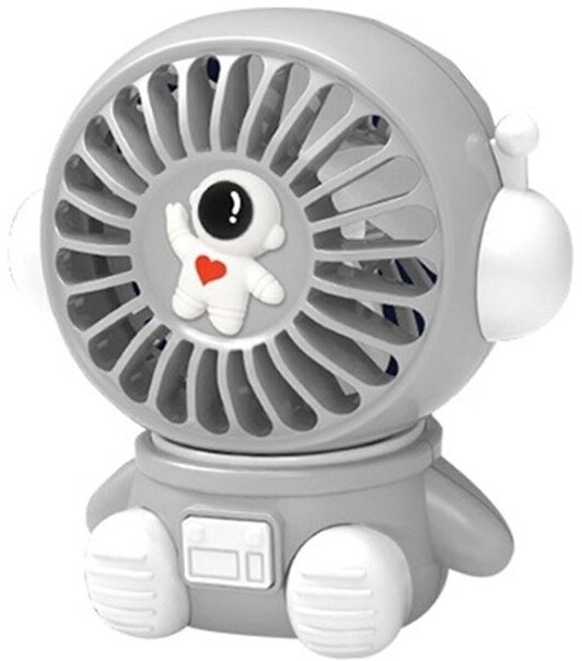 Портативный мощный мини вентилятор ручной Астронавт, настольный, с аккумулятором, зарядкой USB,белый - фотография № 5