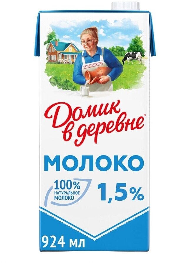 Молоко стерилизованное Домик в деревне 1.5% 950г