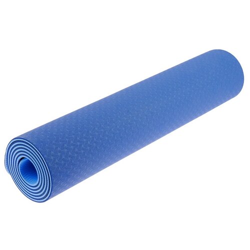 фото Коврик для йоги sangh yoga mat двухцветный, 183х61х0.6 см синий узор 0.8 кг 0.6 см