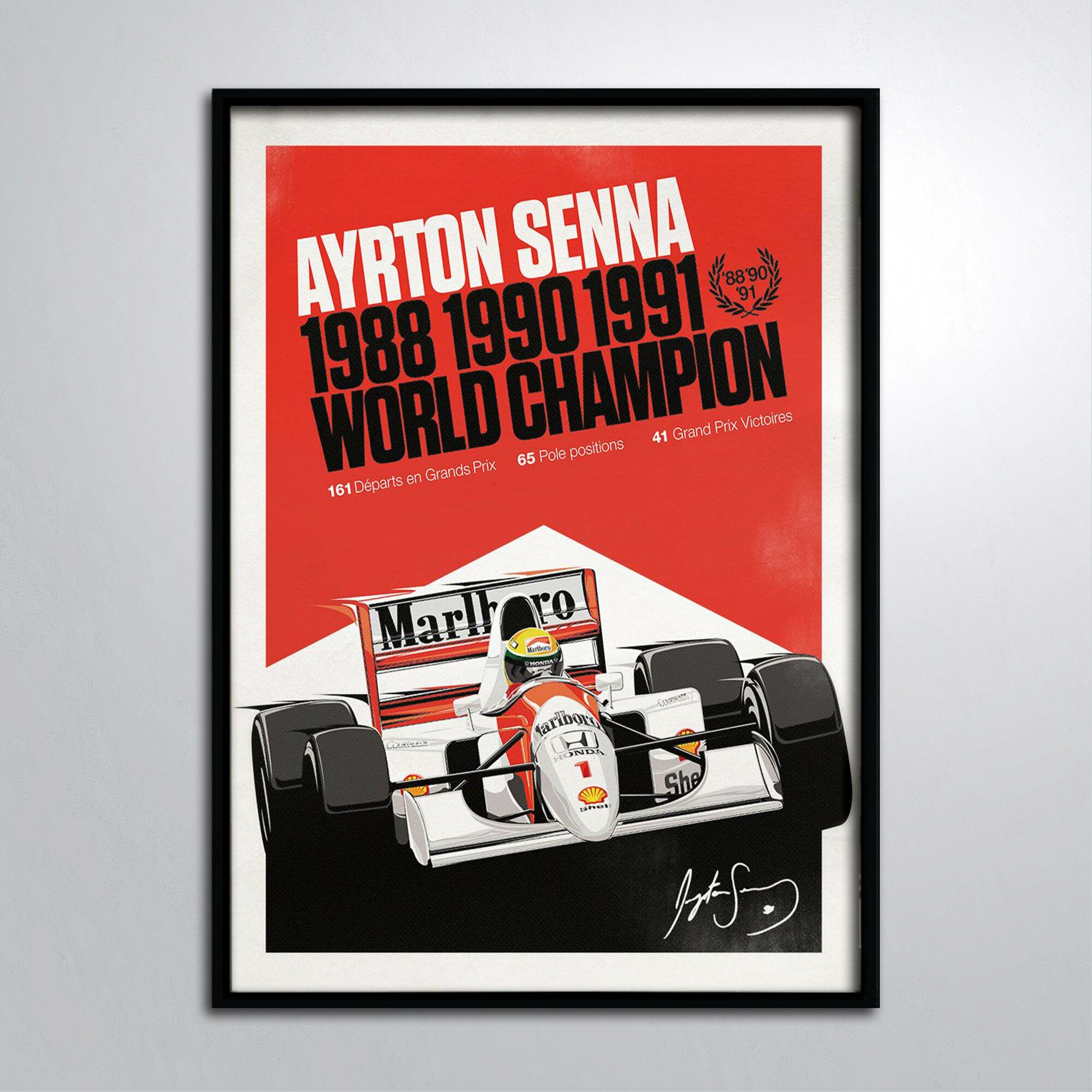 Постер в раме/Айртон Сенна F1 Ayrton Senna da Silva Чемпион