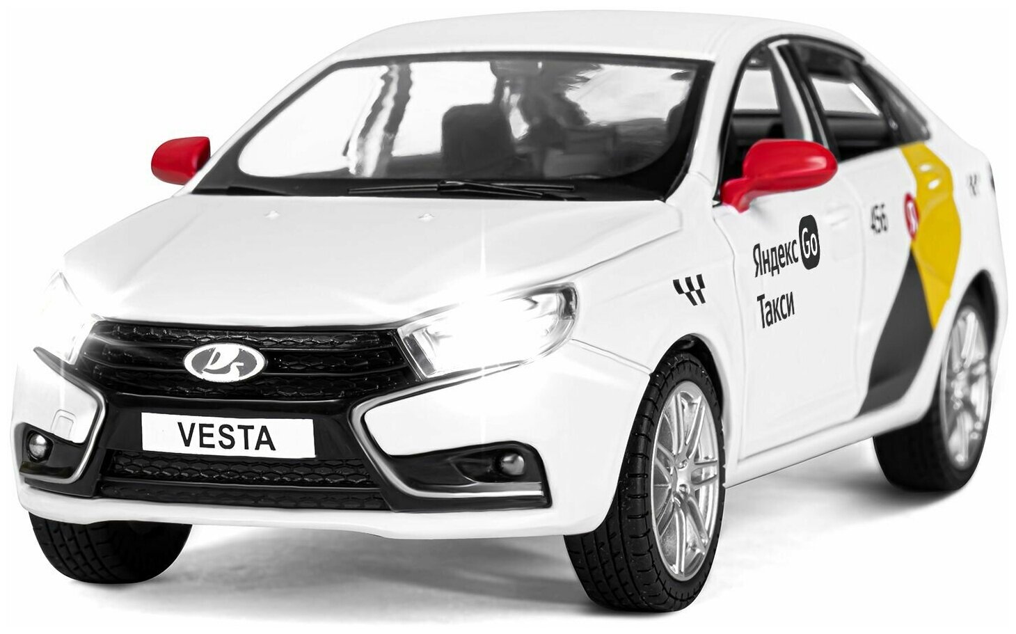 Машинка металлическая Яндекс Go инерционная коллекционная модель 1:24 LADA VESTA цвет белый