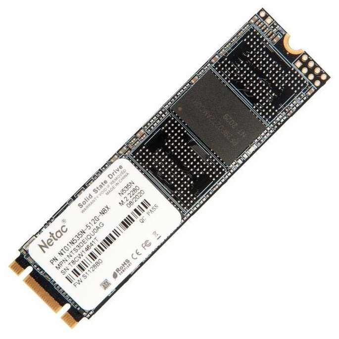 Накопитель SSD M.2 2280 Netac NT01N535N-512G-N8X N535N series 512GB SATA 6Gb/s 3D TLC NAND 540/490MB/s MTBF 1.5M Retail