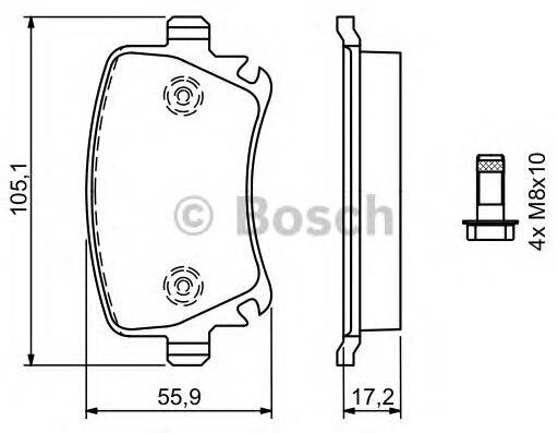 Колодки дисковые задние для audi a3/a6, vw golf 1.4/1.6/1.9tdi/2.0tdi 03 Bosch 0986494062