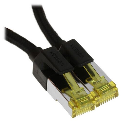 Кабель UGREEN NW150 (80423) CAT7 Shielded Round Cable with Braided Modular Plugs. Длина: 2м. Цвет: черный интерфейсный кабель newland rj45 rj45 cable 2 meter