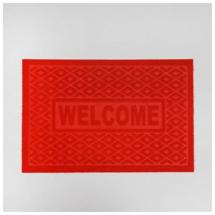 Коврик влаговпитывающий придверный без окантовки Доляна «Welcome. Ромбы», 38×58 см, цвет микс - фотография № 17