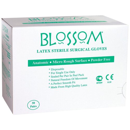 Перчатки хирургические Blossom Surgical PF, 50 пар, размер: 9, цвет: белый