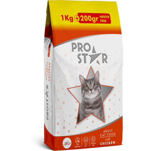 Сухой полнорационный корм для кошек PROSTAR Adult Cat Food Chicken с курицей 1,2кг