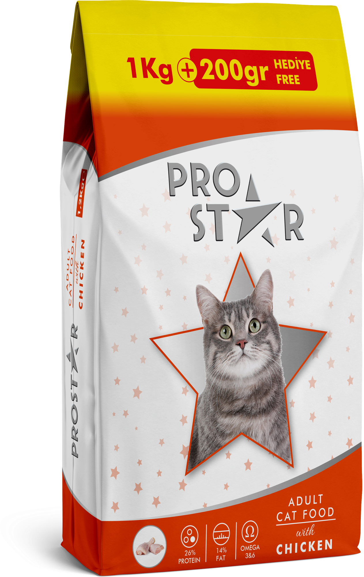 Сухой полнорационный корм для кошек PROSTAR Adult Cat Food Chicken с курицей 1,2кг