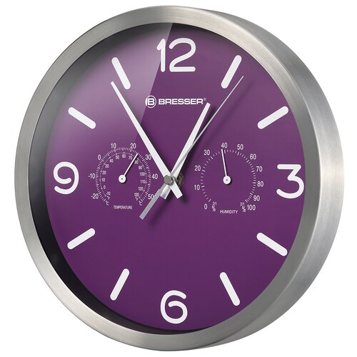 фото Часы настенные bresser mytime nd dcf thermo/hygro, 25 см, фиолетовые