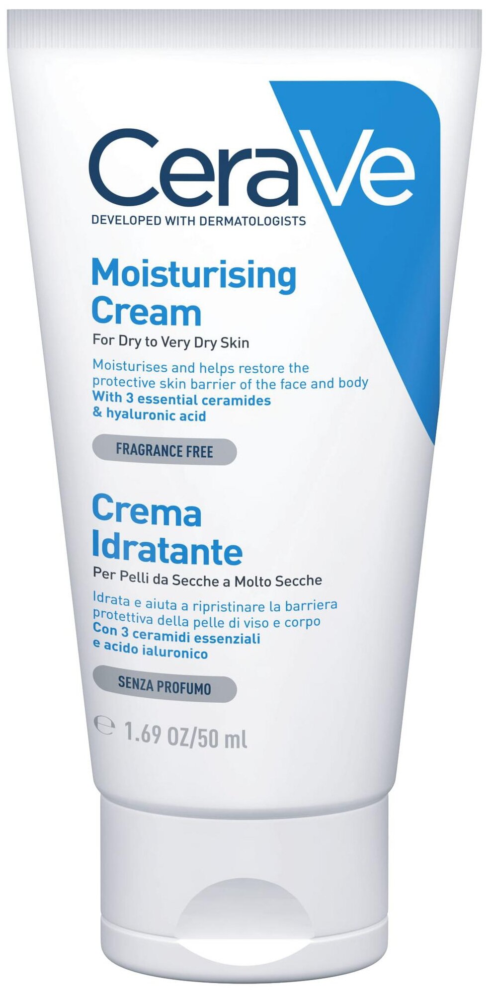CeraVe Крем для лица и тела Moisturising Cream Увлажняющий для сухой и очень сухой кожи лица и тела, 50 мл