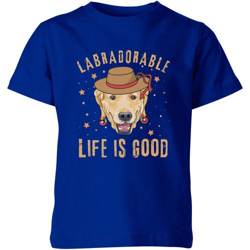 детская футболка лабрадор life is good 164 синий Футболка Us Basic, размер 4, синий