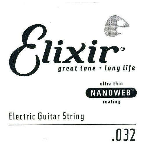 15232 Nanoweb Отдельная струна для электрогитары, никелированная, .032, Elixir 15132 nanoweb отдельная струна для акустической гитары бронза 80 20 032 elixir