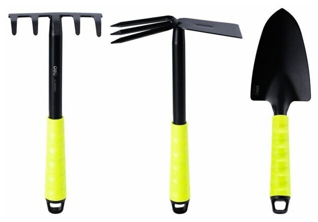Набор лопата, мотыга, грабли Deli DL580803 Длина 31 см, защита от ржавчины и коррозии