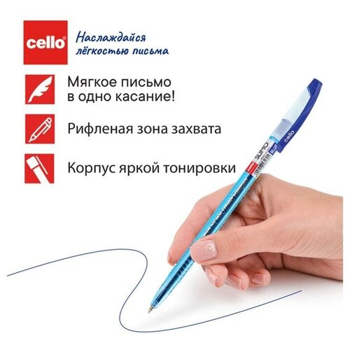 Ручка шариковая Cello Slimo, узел 1.0 мм, чернила синие, корпус синий