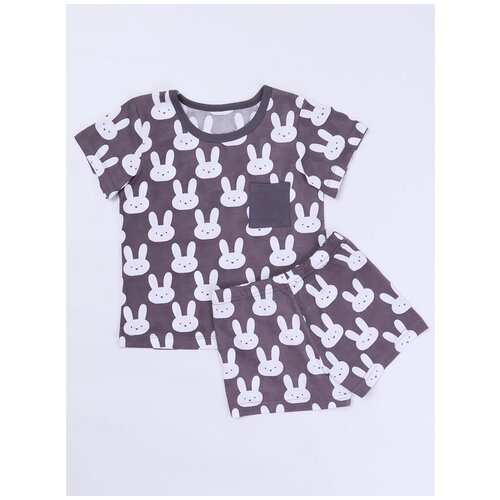 фото 30315 комплект: футболка, шорты "mint rabbit", котмаркот, размер 128, состав:100% хлопок, цвет белый kotmarkot