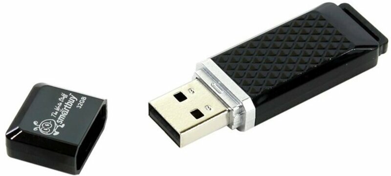 Флеш-диск 32 GB, SmartBuy Quartz, USB 2.0, черный