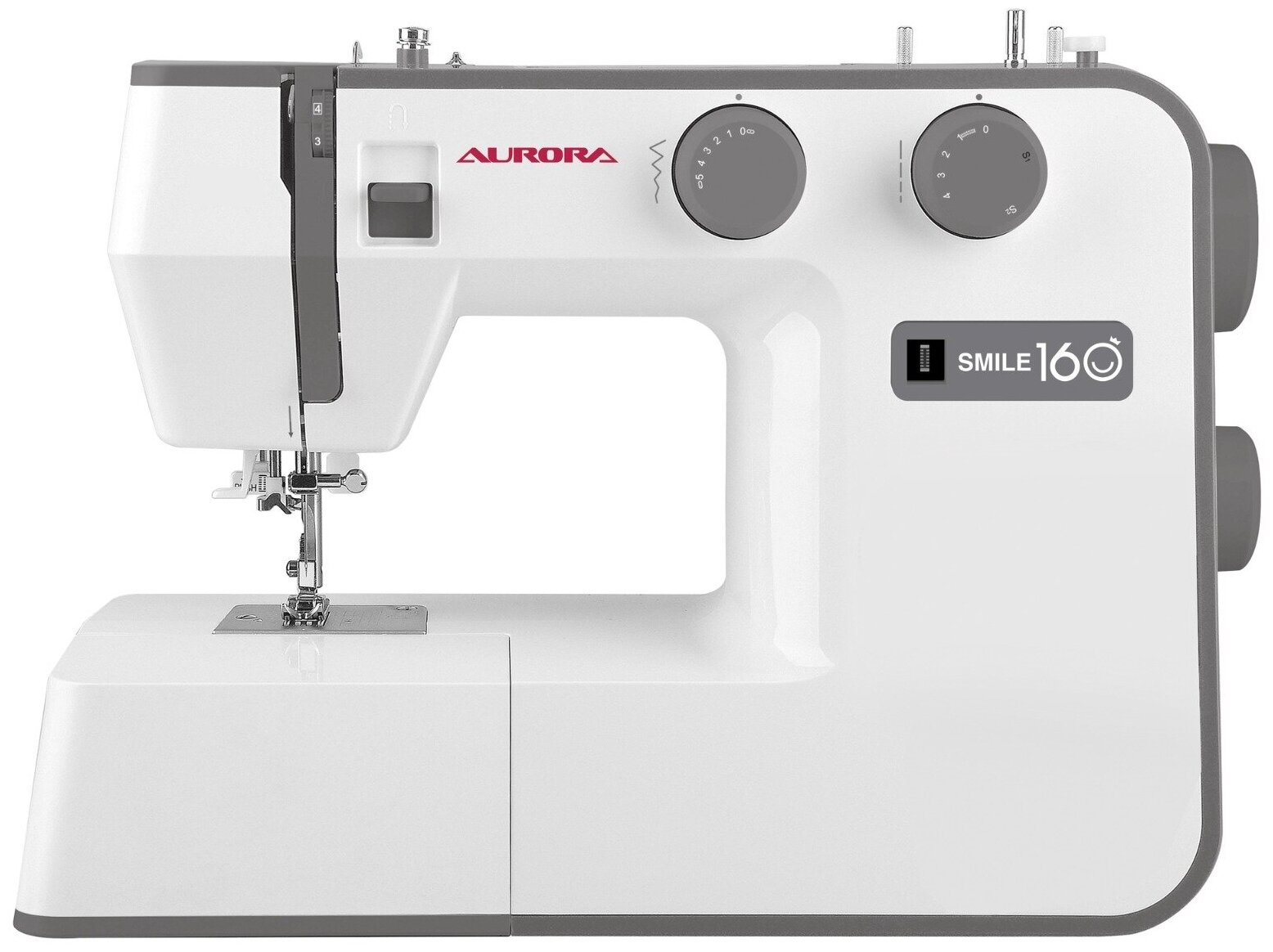 Швейная машина Aurora Smile 160 / с вертикальным челноком / петля автомат / для всех типов тканей / 70 Вт / 32 операций / LED подсветка / реверс
