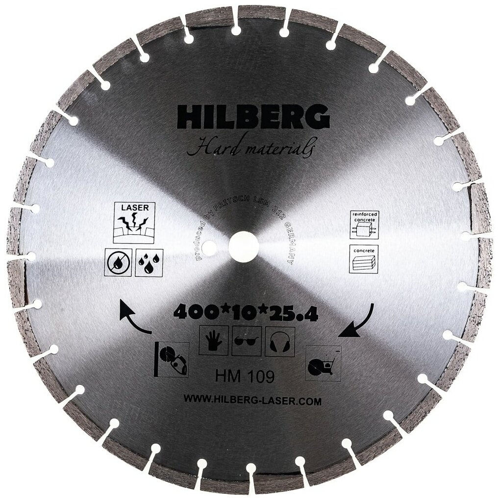 Диск алмазный Hilberg HM109 (400x25,4мм) отрезной Hard Materials Лазер