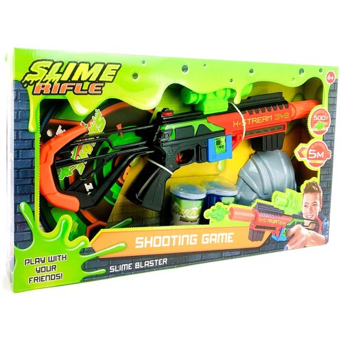 фото Автомат бластер для стрельбы слаймом slime rifle ch357, маска, мишень, слаймы, 53х30х6,5 см play smart